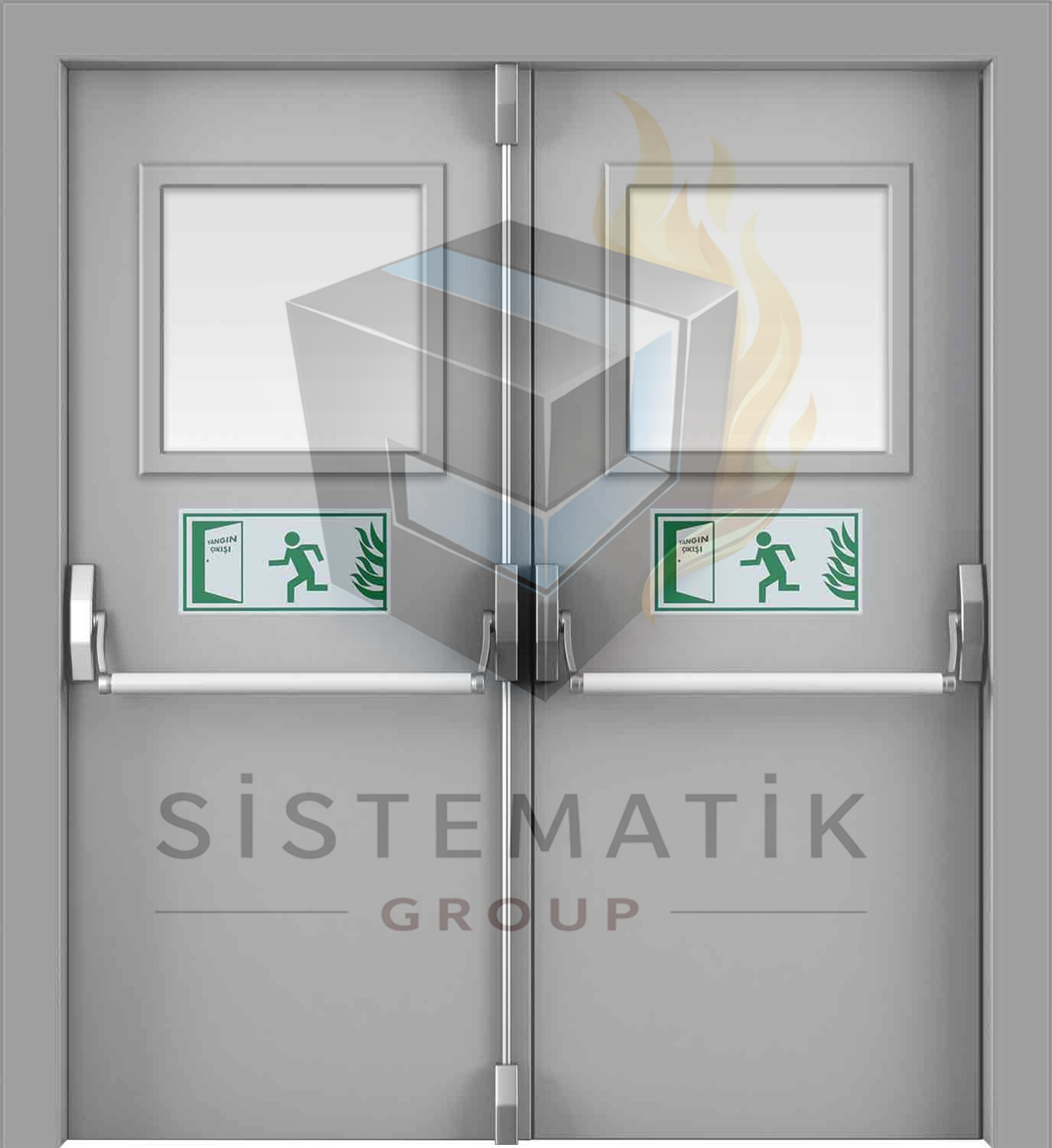YANGIN KAPISI ÇİFT KANAT CAMLI