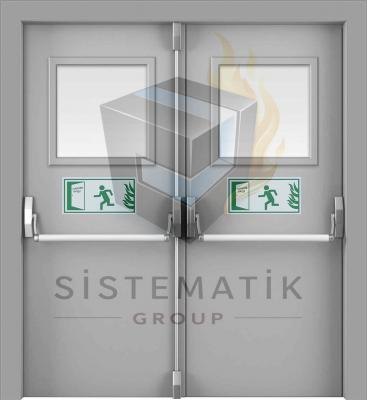 YANGIN KAPISI ÇİFT KANAT CAMLI