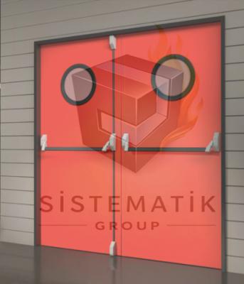 YANGIN KAPISI ÇİFT KANAT CAMLI